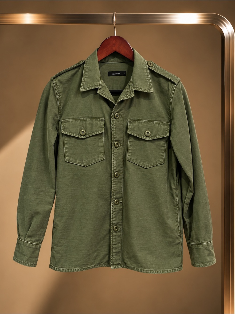 Kate Moss Equipment Major Shirt Jacket Army Green Military Cotton Utility XS